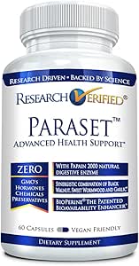 Research Verified Paraset - 60 Capsules - Natural Gut Health Enhancer - Garlic Bulb, Papain, Sweet Wormwood, Black Walnut, BioPerine - Vegan