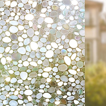 Rabbitgoo Static Window Film for Glass Privacy Film Frosted Glass Self Adhesive Window Film Decorative THICK Upgrade Version 3D Pebble Pattern for Home Kitchen Office, 60CM x200CM
