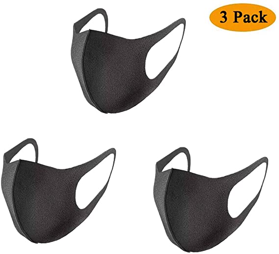 3 Pack Face Cover, Auzky Unisex Reusable Mouth Cover Washable Cloth Cover for Men and Women - Black