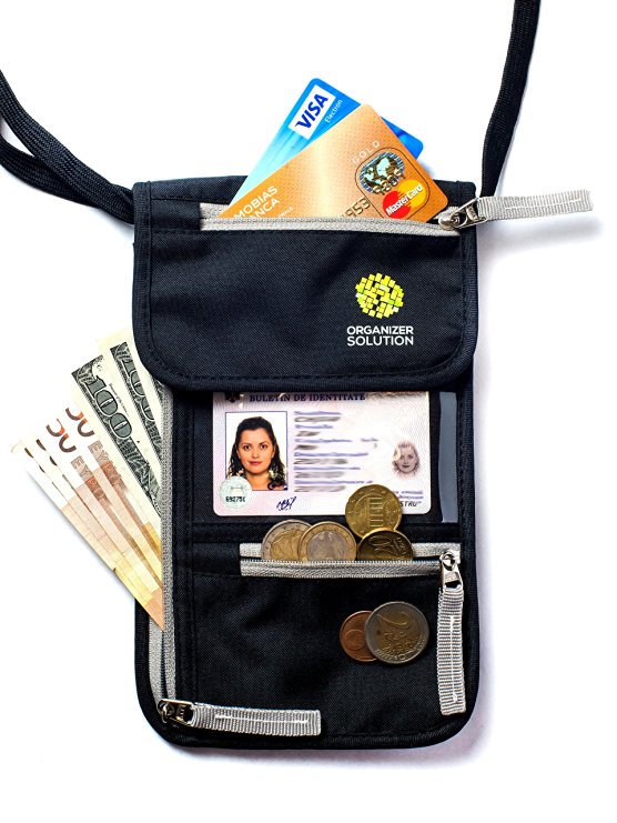Organizer Solution - Travel Document Organizer - Passport Holder - Travel Neck Pouch - The #1 Travel Wallet - RFID Blocking Layer- 100% Security Guaranteed - Best Money and Passport Holder