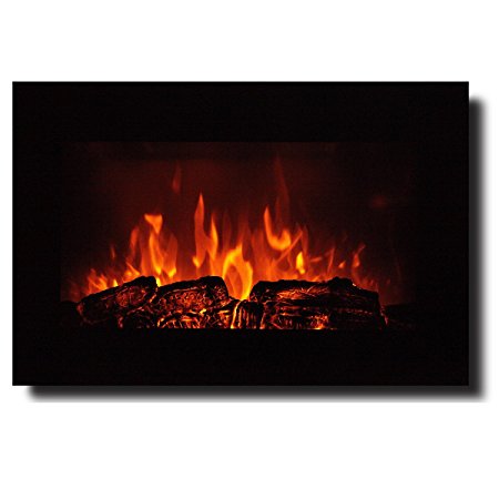 Homeleader 35" Electric Fireplace, Wall Mounted Fireplace Heater With Remote Control, 750/1500W, Black