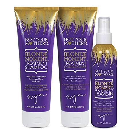 Not Your Mother's Blonde Moment Anti-Brass Hair Care System, Shampoo, Conditioner and Leave in Protection Spray, Set of 3