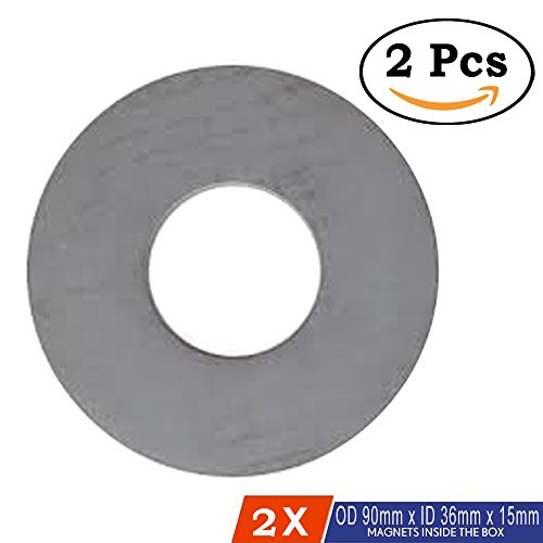 PERFECT MAGNETS Ferrite Ring Magnet, OD 90mm x ID 36x15mm Thick (Pack of 2)