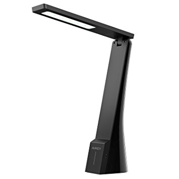 AUKEY Desk Lamp Foldable Mini Dimmable LED Bedside Lamp with Touch Control, 3 Color Temperatures, 3 Levels Dimmer, Smart Memory Function, Rechargeable Lithium Battery, USB Charge Eye-care Reading Lamp (LT-ST5, Black)