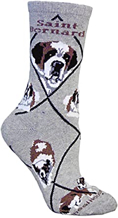 Saint Bernard Dog Gray Cotton Ladies Socks