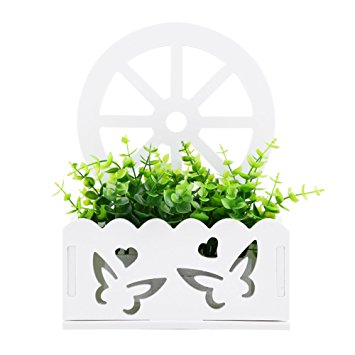 Bonigar White Planter Design Decorative Planter Container Flower Display Pot Wheels Pattern For Home Decor,Wedding Decor