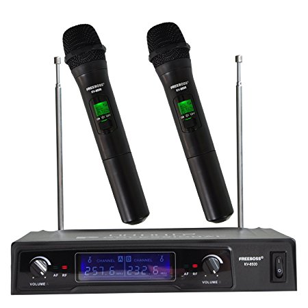 Freeboss KV-8500 VHF 2 Handheld Wireless Microphone Dynamic Capsule Family Party Balanced Unbalanced Output Wireless Microphone(Black)(without recharge)