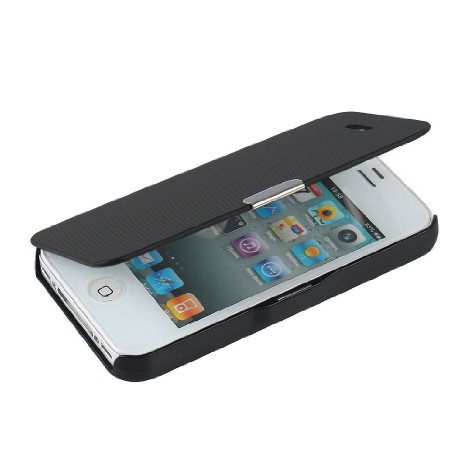 iPhone 4s Case, iPhone 4 case, MTRONX™ Magnetic Ultra Folio Flip Slim Leather Twill Case Cover Pouch for for Apple iPhone 4s iPhone 4 (Black)