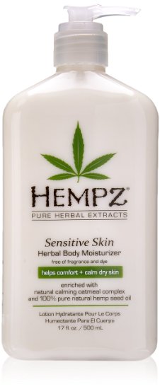 Hempz Sensitive Skin Herbal Body Moisturizer, Off White, 17 Fluid Ounce