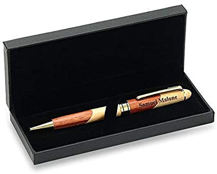 Executive Gift Shoppe | Personalized Maple & Rosewood Ballpoint Pen | Customized Wood Ballpoint Pen and Box Set | Free Custom Engraving | Perfect Business Gift | Presentation Box