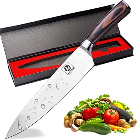 Chef Knife - Ultra Sharp Pro Kitchen Knife 8 inch Made of German High Carbon Stainless Steel with Ergonomic Handle and Gift Box Suitable for Kitchen Restaurant