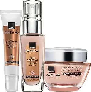 Avon Power Skincare Set, Anti-Ageing Set, Contains Power Eye Cream, Power Serum and Power Cream, Helps To Promote Skin Renewal, Boosts Collagen and Helps Smooth Skin