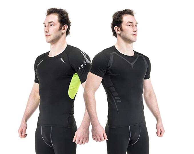 Siboya Men's Compression T-Shirt 2 Pack Baselayer Cool Dry Tops