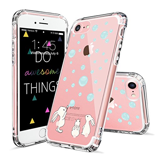 iPhone 7 Case, iPhone 8 Case, MOSNOVO Cute Bunny Rabbit Pattern Clear Design Printed Transparent Plastic Hard Back with TPU Bumper Protective Case Cover for Apple iPhone 7 (2016) / iPhone 8 (2017)