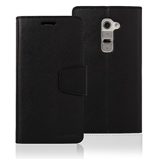 LG G2 Case, [Drop Protection] Goospery Sonata Diary Wallet Synthetic Leather Case [ID Credit Card Slots & Cash Compartment] with Stand Flip Cover for LG G2 II - Black