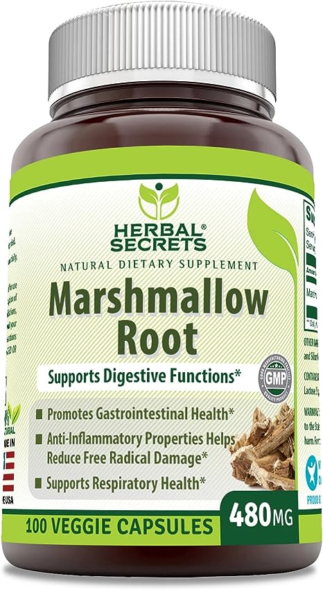 Herbal Secrets Marshmallow Extract 480mg 100 Veggie Capsules Dietary Supplement