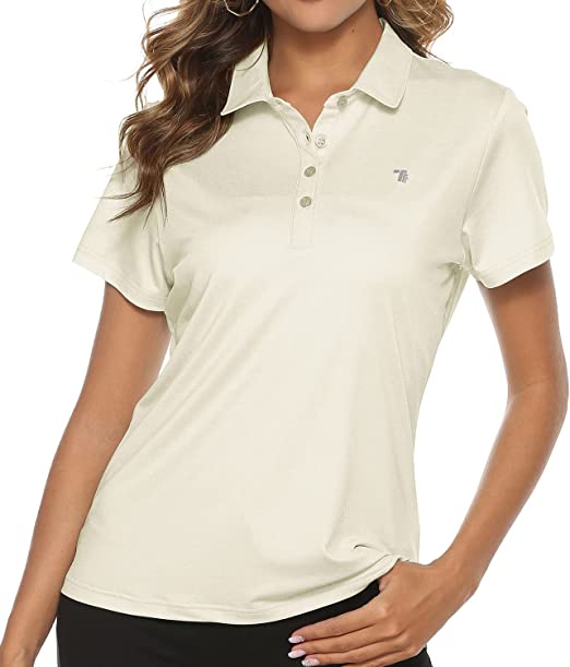 TBMPOY Women's Golf Polo T Shirts Lightweight Moisture Wicking Short Sleeve Shirt Quick Dry 4-Button