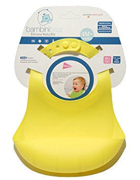 Baby Bib Silicone with Smart Food Catcher Premium Super Soft Silicone Suitable for Infants, Toddlers, Comfortable Keep Stains Off FOOD-GRADE SILICONE BPA FREE EASY CLEAN - Yellow
