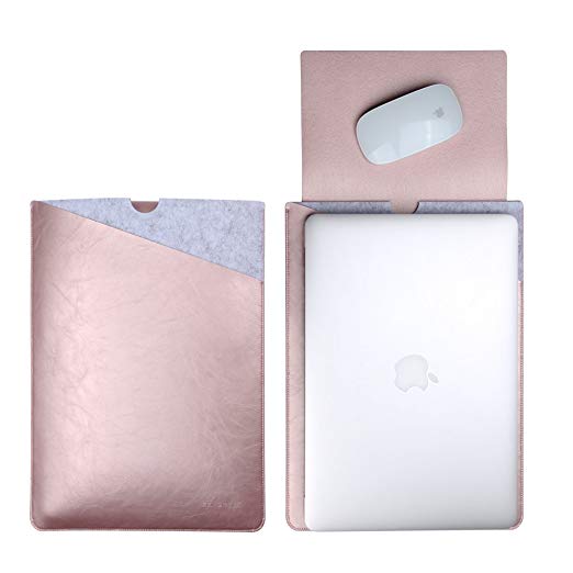 Soyan 13-Inch Laptop Sleeve with Side Pocket, Compatible with New MacBook Pro/Air 13.3 Inches (Rose Gold)