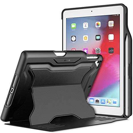 JETech Case for Apple iPad 9.7-Inch (2018/2017 Model, 6th/5th Generation) with Apple Pencil Holder, Highly Protective, Shock Absorption, Multiple Angles, Black