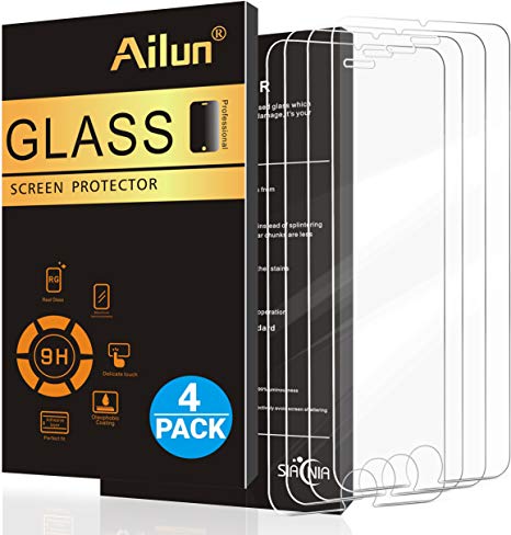 Ailun Screen Protector Compatible with iPhone 6s iPhone 6 4Pack Tempered Glass for 4.7Inch Compatible with iPhone 6 iPhone 6s 2.5D Edge Case Friendly Siania Retail Package