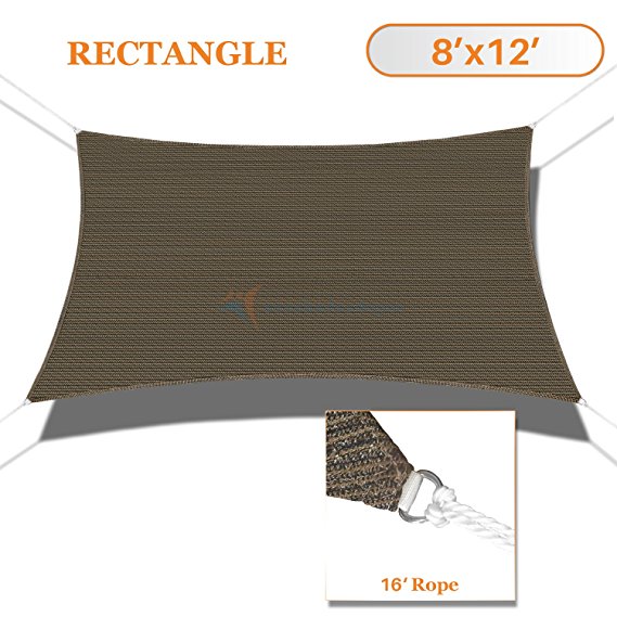 Sunshades Depot 8' x 12'  Rctangle Permeable Canopy Brown Coffee Custom Size Available Commercial Standard