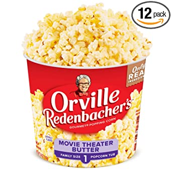 Orville Redenbacher’s Movie Theater Butter Popcorn Tub, 3.9 Ounce, Pack of 12