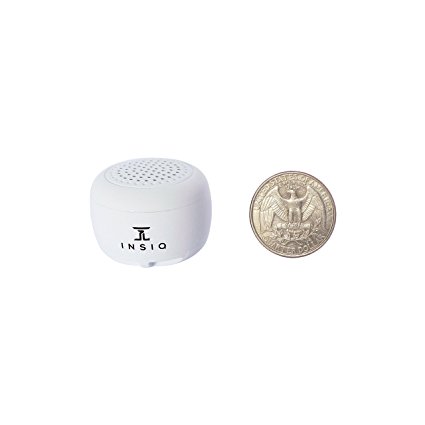 World's Smallest Portable Bluetooth Speaker - Great Audio Quality for its Size - 30  Feet Range - Photo Selfie Button Answer Phone Calls Compact Compatible with Latest Phone Software (White)
