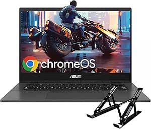 ASUS 2024 Newest Chromebook CM1402 Laptop, 14" FHD Display, MediaTek Kompanio 520, 4 GB RAM, 64 GB eMMC, MediaTek Graphics, Bluetooth, Wi-Fi, Chrome OS, with 256 GB SD Card, Laptop Stand