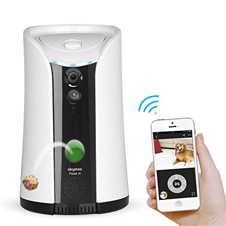SKYMEE Dog Camera Treat Dispenser,WiFi Full HD Pet Camera with Two-Way Audio and Night Vision,Compatible with Alexa