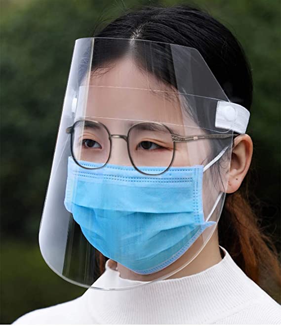 2 Pack Face Shield Protect Eyes and Face with Protective Clear Film Elastic Band