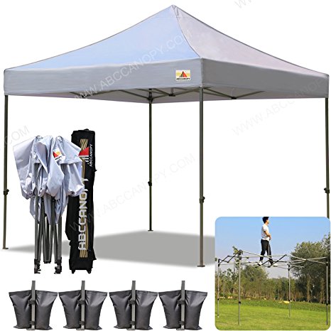 AbcCanopy 10x10 Pop up Tent Instant Canopy Commercial Outdoor Canopy with Wheeled Carry Bag and 4x Weight Bag (gray)