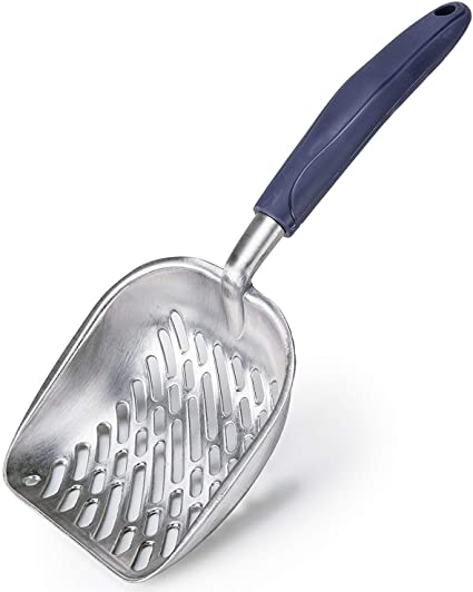 Cat Litter Scoop - Strong and Durable Aluminum Alloy, All Metal End-to-End wit Solid Core, Non Sticky, Sifter with Deep Shovel