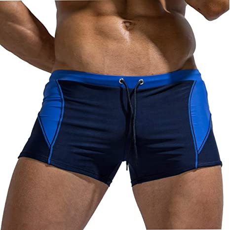 Panegy Men's Drawstring Swim Jammer Short Boxer Trunks Quick Dry Square Leg Training Swimsuit