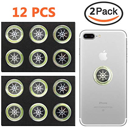 Cell Phone Radiation Protector Shield Sticker-The Best EMR/EMF Neutralizer for Cell Phone，Mobile Phone, iPhone, iPad (Silver 12 pcs）