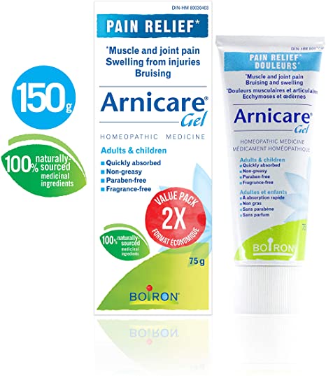 Boiron Arnicare Gel Pain Relief, 2 X 75g Tube Bonus Pack, for Muscle, Joint Pain, Bruising-bruise & Swelling 150 Gram