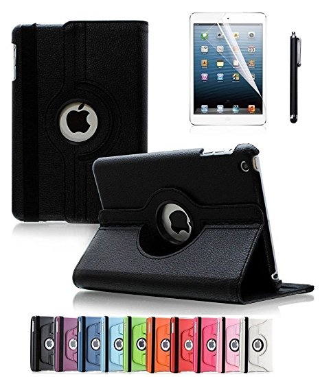 iPad Mini Case,Uvital 360 Degree Rotating PU Leather Case Multi-angle Stand Folio Cover with Smart Wake Up Sleep for iPad Mini 1 2 3(Black)