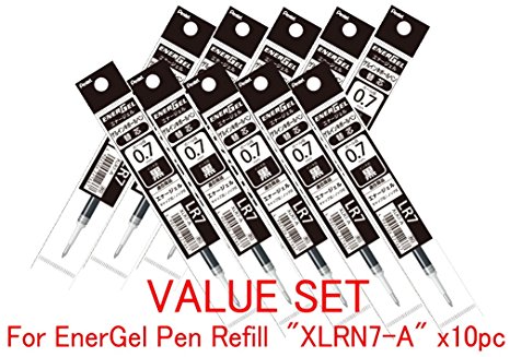 Pentel Refill Ink for EnerGel Liquid Gel Pen / 0.7mm Black Ink / Value Set of 10 Refills (With Our Shop Original Product Description)