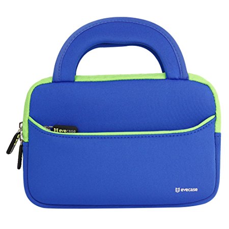 Evecase Ultra-Portable Neoprene Zipper Carrying Case with Accessory Pocket for 7 - 8 -Inch Tablet - Blue / Green