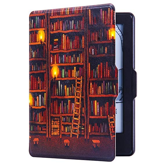 Huasiru Painting Case for Amazon Kindle Voyage Cover with Auto Sleep/Wake, Library