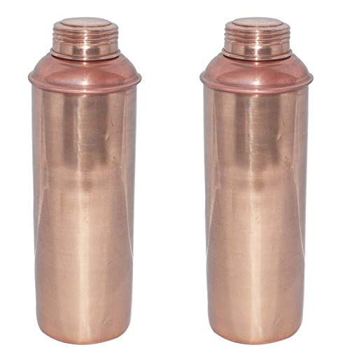 Royaltyroute Thermos Water Bottle With Lid Pure Copper For Ayurvedic Health Benefits, Set Of 2 Thermos & Flasks
