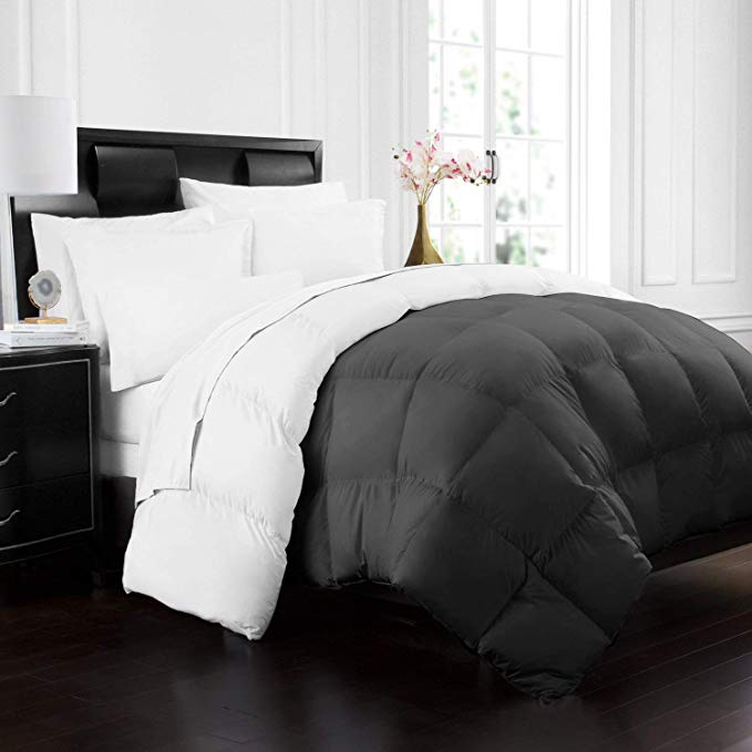 Beckham Hotel Collection 1700 Series Luxury Goose Down Alternative Reversible Comforter - Premium Hypoallergenic - All Season - Duvet - Twin/Twin XL - Gray/White