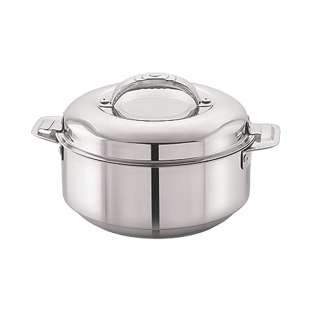 Cello Maxima Stainless Steel Double Walled Casserole, Insulated, 2800ml, 1pc, Silver