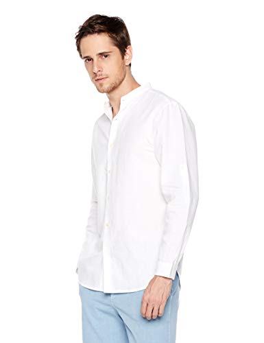 Isle Bay Linens Men's Standard-Fit Long-Sleeve Band Collar Woven Shirt