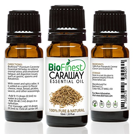 Biofinest Caraway Essential Oil - 100% Pure Undiluted, Premium Organic, Therapeutic Grade - Best for Aromatherapy, antioxidant, boost immune System, soothe headache & fatigue - FREE E-Book (10ml)