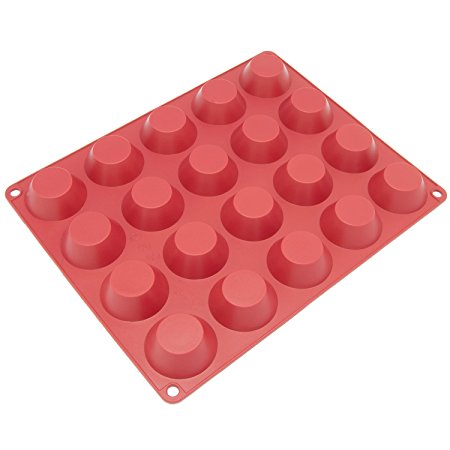 Freshware CB-102RD 20-Cavity Silicone Mini Cheesecake, Panna Cotta, Pudding, Jello Shot, Pie, Custard and Tart Mold