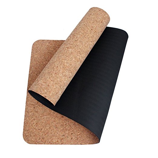 Boshiho High Density Eco-friendly Cork   TPE Exercise Yoga Mat for Pilates, Fitness & Workout with Carrying Strap