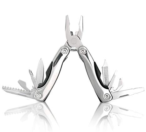 Multitool Plier By Geralt: Ultimate 11-in-1 Multi-Tool for Camping, Hunting, Survival, Emergency, Military, & Outdoor. Best Multi-Purpose Pocket Tool Kit with Gift Box, Mirror-Finished Handle (Silver)
