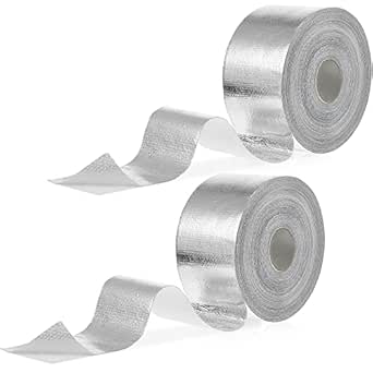 2 Rolls Heat Shield Tape Cool Tapes Aluminum Foil Heat Reflective Adhesive Heat Shield Thermal Barrier Foil Tape Self-Adhesive Heat Resistant Tape for Hose and Auto Use (Silver, 2 Inch x 100 ft)