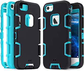 iPhone SE Case, IDweel iPhone 5S Case,iPhone 5 Case, Heavy Duty Protection Shockproof Rugged Drop Resistant Dustproof Anti-Scratch Anti-Slip Protective Cover for Apple iPhone 5 5S SE, Blue Black